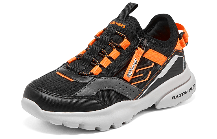 (Youth) Skechers Slip-ins Razor Flex Air Sneaker 'Black Orange' 圖 3