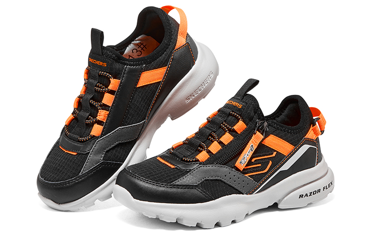 (Youth) Skechers Slip-ins Razor Flex Air Sneaker 'Black Orange' 圖 4