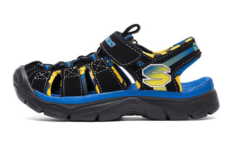 (Youth) Skechers Relix Sandal 'Blue Yellow Velcro' 92187L-BKRY