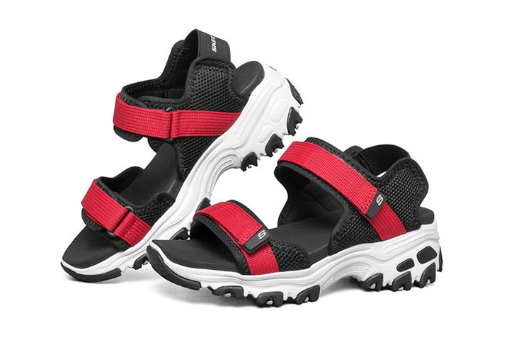 Lookbook (Youth) Skechers Retro Sandal Velcro 'Black Red' 660072L-BKRD