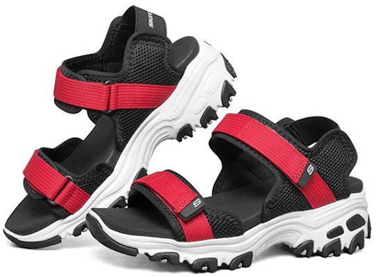 (JR) Skechers 复古魔术贴凉鞋 '黑红' 660072L-BKRD Lookbook (JR) Skechers 复古魔术贴凉鞋 '黑红' 660072L-BKRD