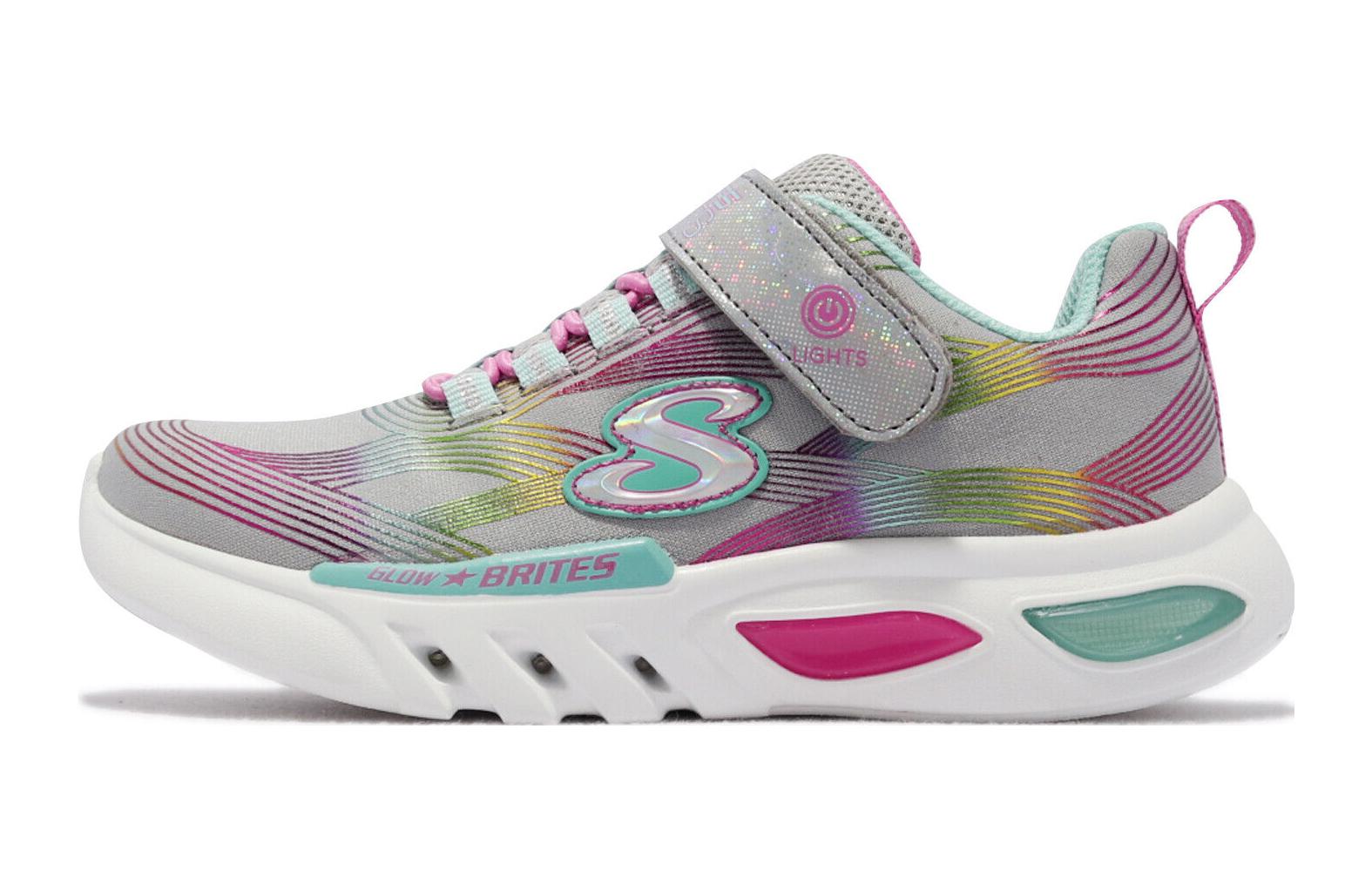 (Youth) Skechers S Lights-Glow-Brites 'Light Grey Multicolor' 302306-LGYMT