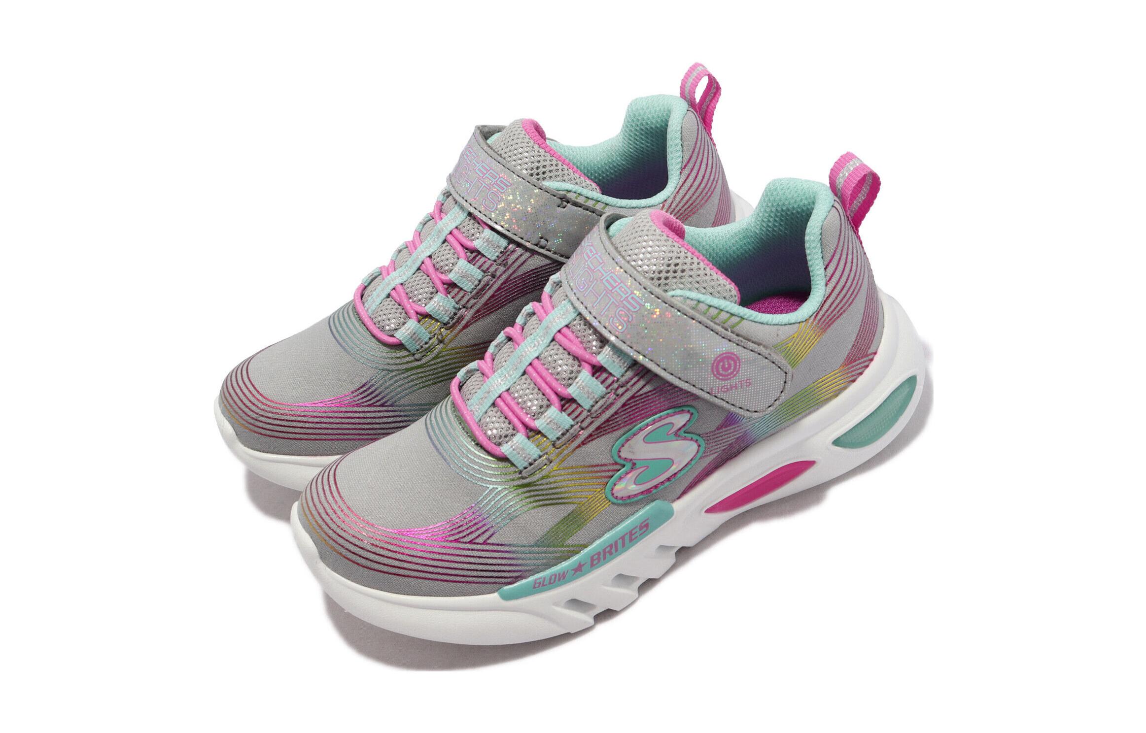 Lookbook 兒童 Skechers S Lights-Glow-Brites 百搭舒適 防滑耐磨 兒童休閒鞋 灰色