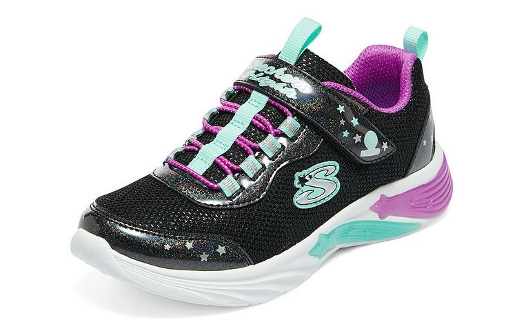 Lookbook (JR) Skechers S Lights: Sepatu Glow-Brites 'Hitam Ungu Hijau' 319043L-BKPR