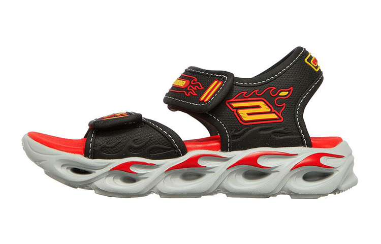 (Youth) Skechers S Lights: Thermo Splash-Heat-Flo 'Black Red' 400109L-BKRD