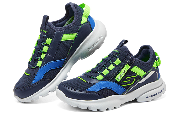 Shop (JR) Skechers Slip-ins Razor Flex Air Sneaker 'Hitam Biru Hijau' 403841L-NVLM