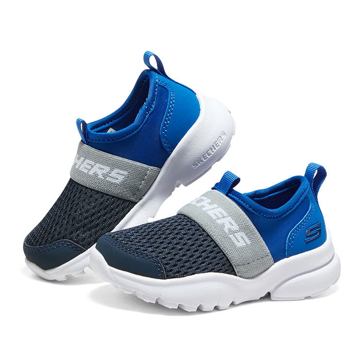 Lookbook (JR) Skechers Kasut Sukan Slip-On 'Hitam Kelabu Biru' 405215N-NVBL