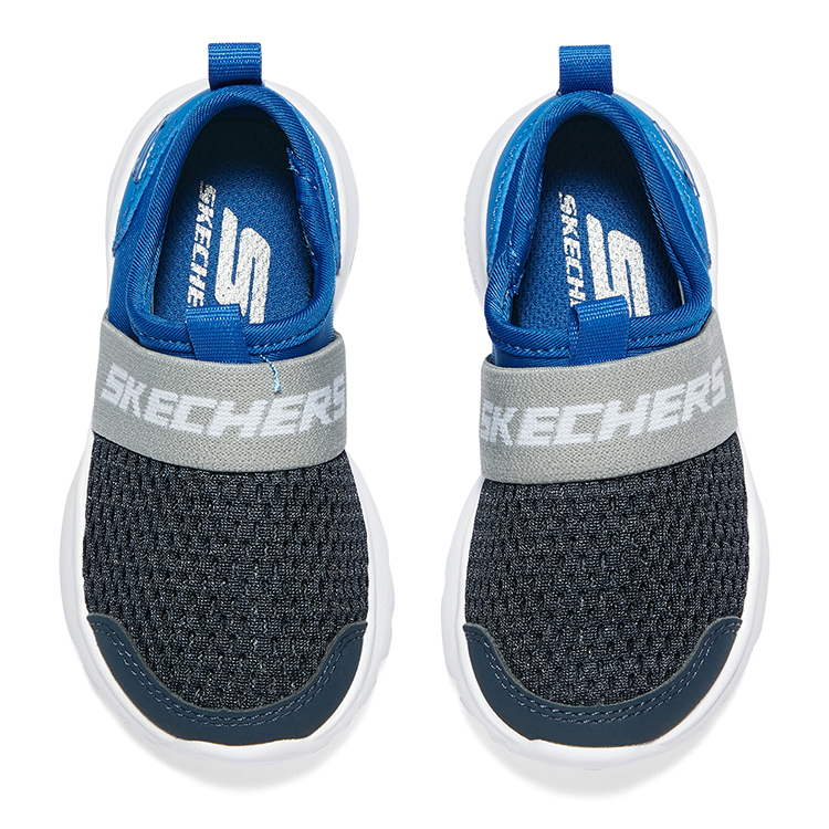 Shop (JR) Skechers Kasut Sukan Slip-On 'Hitam Kelabu Biru' 405215N-NVBL