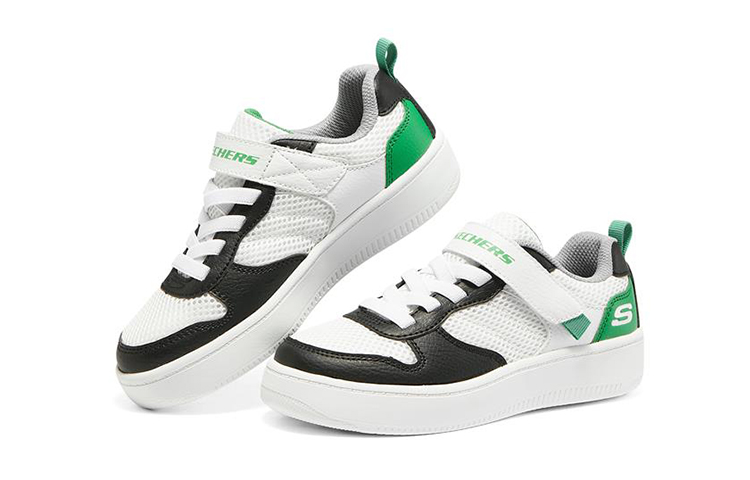 Lookbook 大童 Skechers Sport Court 92 休閒 低幫 兒童板鞋 黑綠