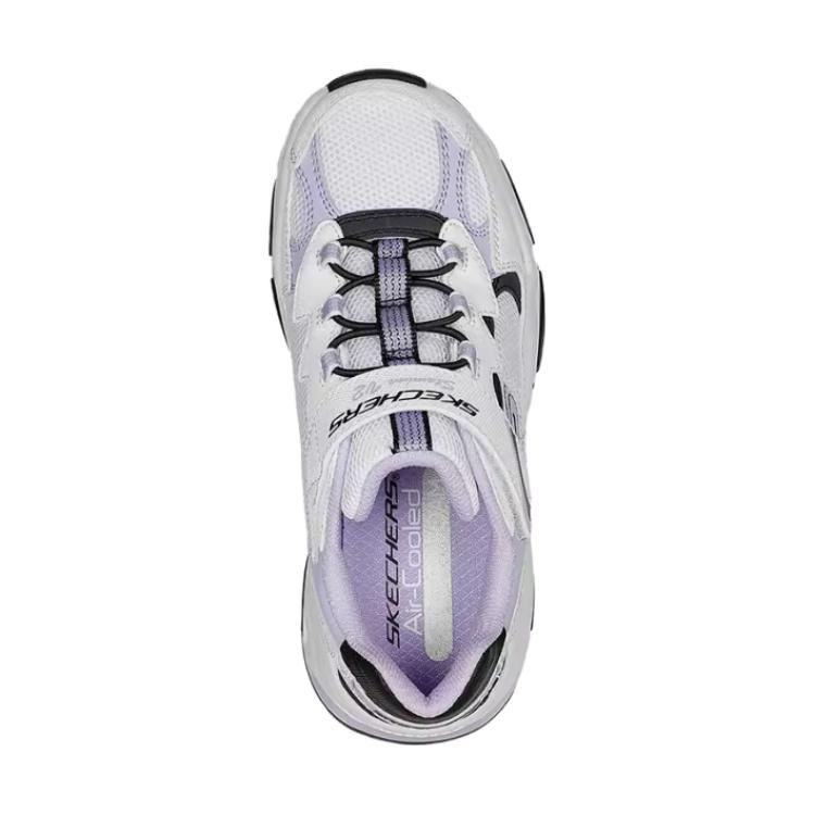 Lookbook (JR) Kasut Sukan Skechers 'Putih Hitam Ungu' 302573L-WLV