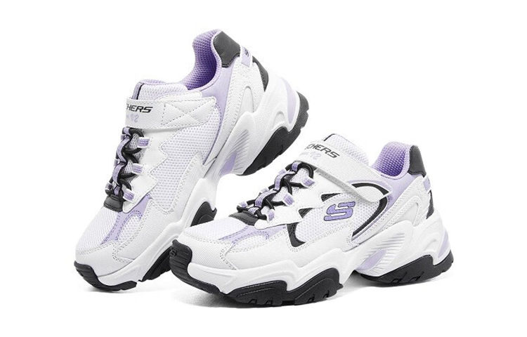 Shop (JR) Kasut Sukan Skechers 'Putih Hitam Ungu' 302573L-WLV