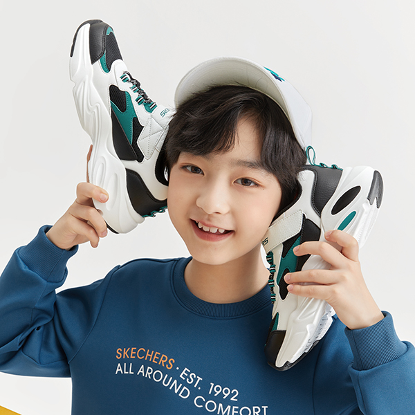Sizing (JR) Skechers Stamina Airy 'Putih Hitam Hijau' 405204L-WBTQ