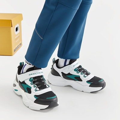 (Youth) Skechers Stamina Airy 'White Black Green' 405204L-WBTQ 2