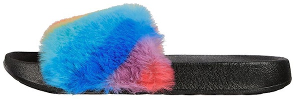 (Youth) Skechers Sunny Slides-Fuzzy Steps 'Black Multicolor' 302991L-BKMT (Youth) Skechers Sunny Slides-Fuzzy Steps 'Black Multicolor' 302991L-BKMT