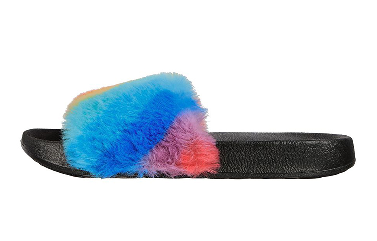 (Youth) Skechers Sunny Slides-Fuzzy Steps 'Black Multicolor' 302991L-BKMT