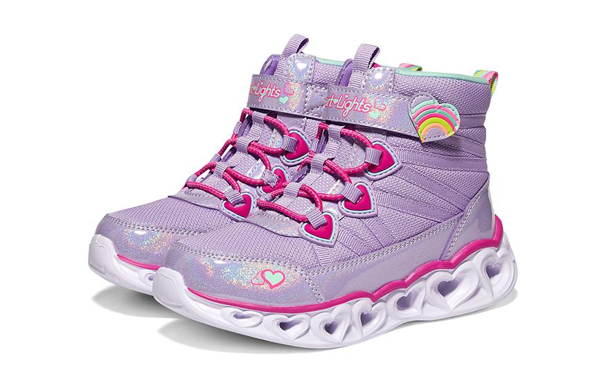 Shop 大童 Skechers 耐磨減震防滑 兒童休閒鞋 紫白