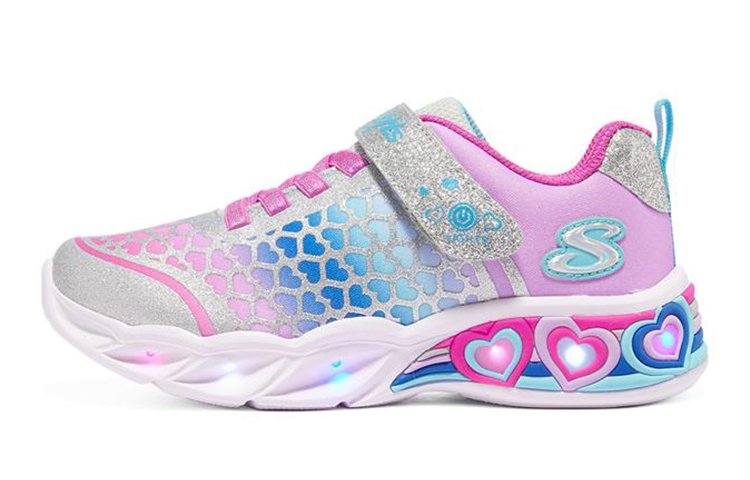 (Youth) Skechers Sweetheart Lights 'Silver Pink' 302312L-SMLT
