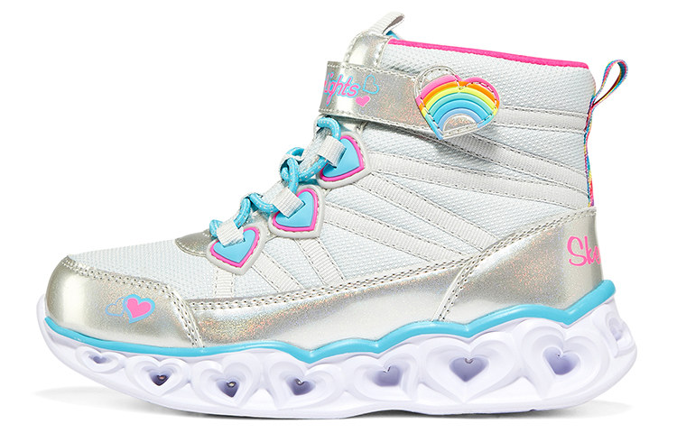 (Youth) Skechers Sweetheart Lights 'White Silver Blue' 302668L-SMLT