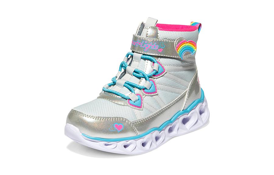 Lookbook 大童 Skechers 耐磨防踢 兒童休閒鞋 銀色