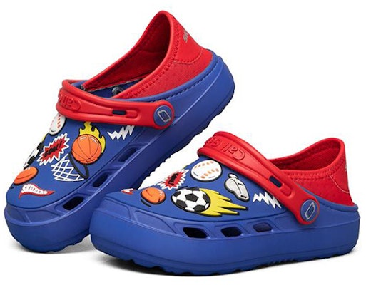 大童 Skechers Swifters 洞洞涼鞋 藍紅 Lookbook 大童 Skechers Swifters 洞洞涼鞋 藍紅