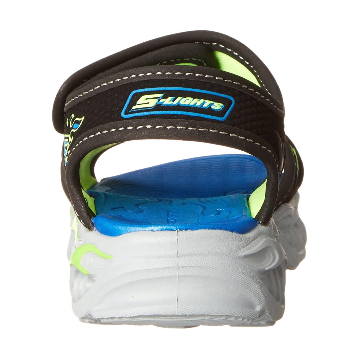 Shop 大童 Skechers S Lights: Thermo Splash-Heat-Flo 運動休閒涼鞋 黑綠