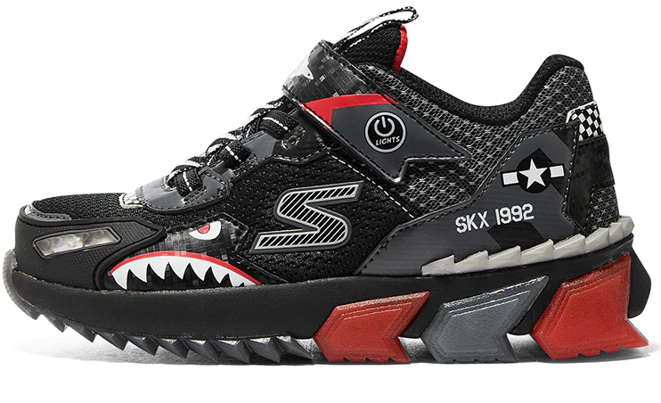 preschool-skechers-boys-low-top-kids-running-shoe-comfortable-versatile-non-slip-black-and-red-401525-l-bkrd