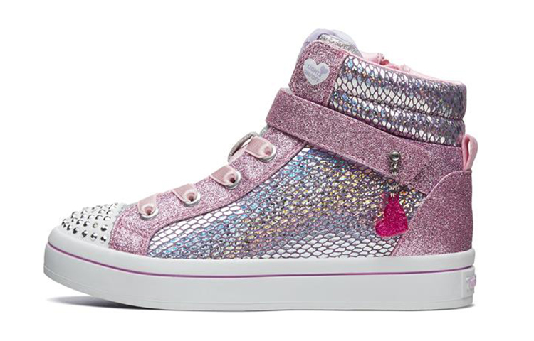 (Youth) Skechers Twi-lites 'Pink Silver High-Top' 20256L-PKSL