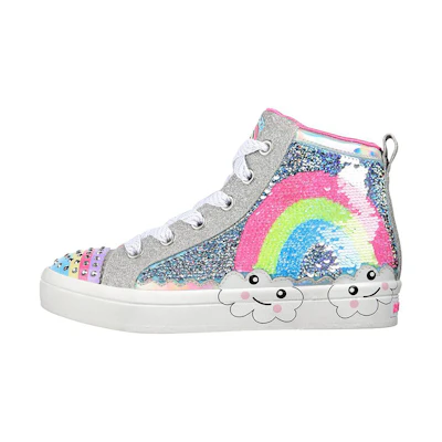 (Youth) Skechers Twinkle Toes: Twinkle Sparks 'Rainbow Shines Grey Pink'