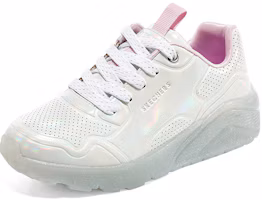 Lookbook 兒童 Skechers 女孩 減震耐磨 低幫 兒童板鞋 白色/銀色