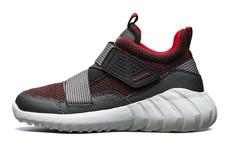 (Youth) Skechers Velcro Casual Sneaker 'Grey Red' 97696L-RDBK