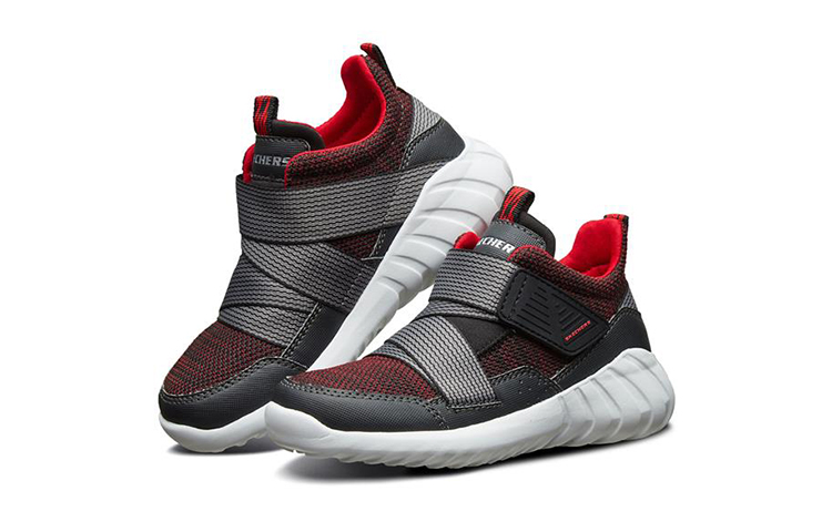 Lookbook (JR) Skechers Kasual Velcro Sneaker 'Kelabu Merah' 97696L-RDBK