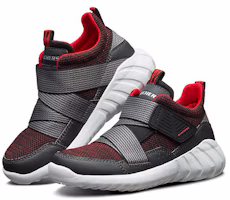 Lookbook (Youth) Skechers Velcro Casual Sneaker 'Grey Red' 97696L-RDBK