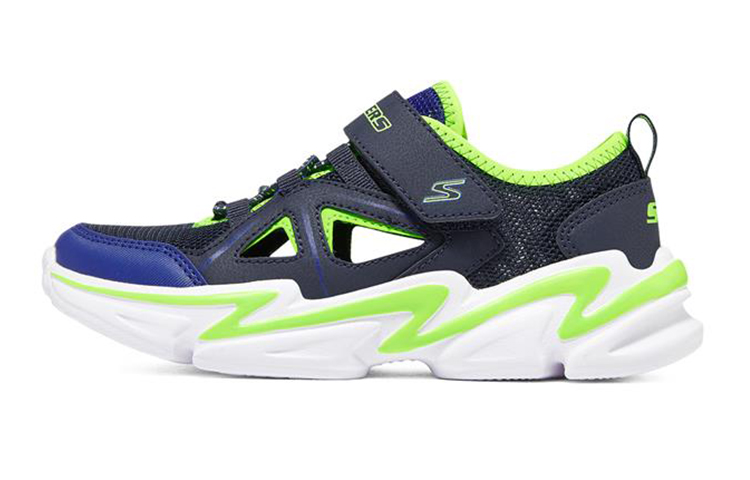 (Youth) Skechers Wavetronic 'Blue Green Velcro Hollow-out' 403614L-NVLM