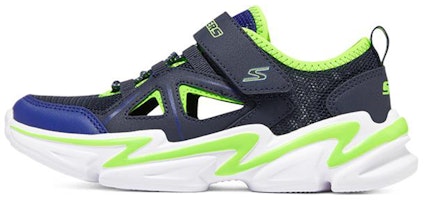 (Youth) Skechers Wavetronic 'Blue Green Velcro Hollow-out' 403614L-NVLM (Youth) Skechers Wavetronic 'Blue Green Velcro Hollow-out' 403614L-NVLM