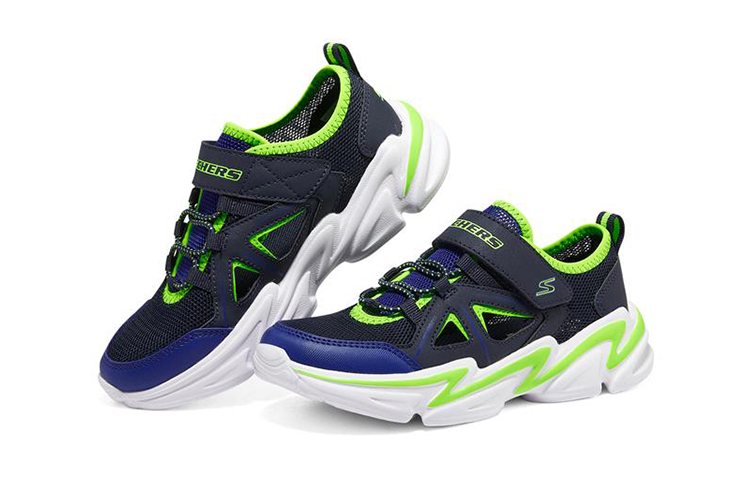 Lookbook (JR) Skechers Wavetronic "Blu Verde Velcro Traspirante Uomo/Donna" 403614L-NVLM