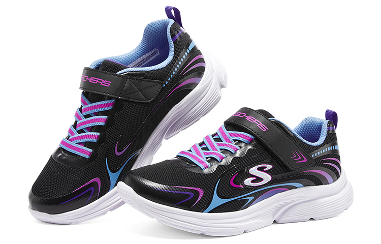 Lookbook (JR) Skechers Wavy Lites Schoenen ''Zwart Roze Blauw'' 303520L-BKMT
