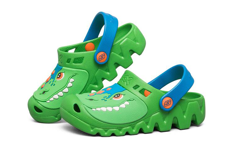 Lookbook (Youth) Skechers Zaggle 'Green Cut-Out Sandal' 400074L-GRBL
