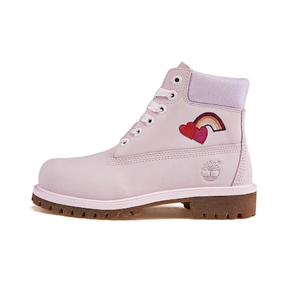 (Youth) Timberland 6 Inch PRM Boot 'Embroidered Heart Light Pink'