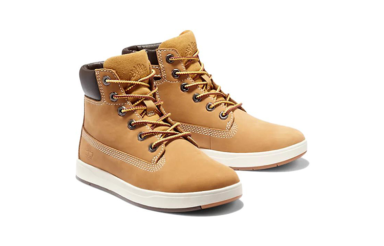 Lookbook 大童 Timberland添柏嵐 Davis Square 休閒 防滑耐磨 高筒 兒童板鞋 土黃色