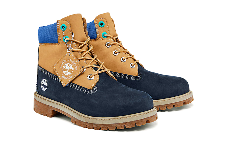 Shop (JR) Timberland Premium 6 Inch Wasserdichte Stiefel ''Weizen Blau Marine'' A2F3U