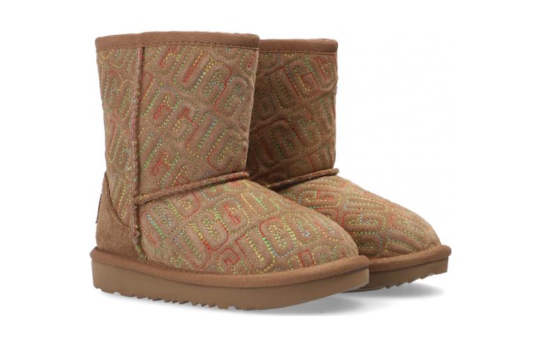 Order (JR) UGG Classic II Graphic Stitch 'Chestnut' Pria/Wanita Boot Kulit Asli 1112383T-CHE