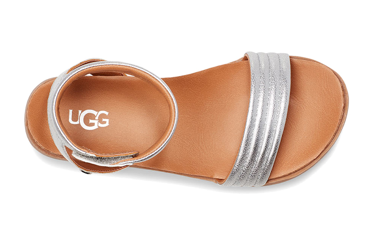 Shop (Youth) UGG Ethena 'Silver Comfort Breathable Sandal' 1110935K-SLVR