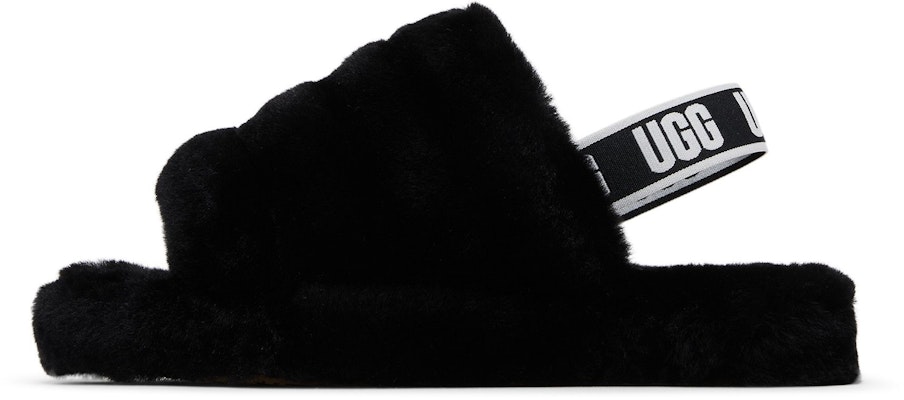 UGG Fluff Yeah 簡潔休閒毛絨涼鞋 大孩 黑色 Lookbook UGG Fluff Yeah 簡潔休閒毛絨涼鞋 大孩 黑色