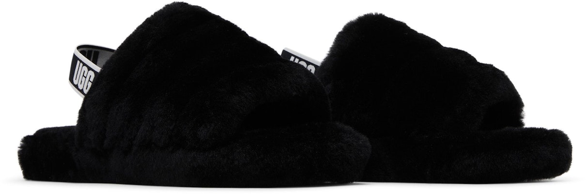 UGG Fluff Yeah 簡潔休閒毛絨涼鞋 大孩 黑色 Cheap UGG Fluff Yeah 簡潔休閒毛絨涼鞋 大孩 黑色