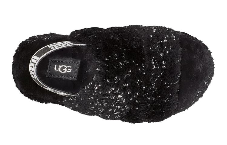 Shop (Youth) UGG Fluff Yeah Slide 'Metallic Black Sparkle' 1125380K-BLK