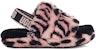 (JR) UGG Fluff Yeah Slide 'Pink Black' - Selipar Bulu Merah Jambu Hitam wanita 1124939K-PSLP