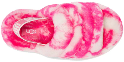 Shop UGG Fluff Yeah 滑入式厚底絨毛拖鞋 大童 玫瑰粉色