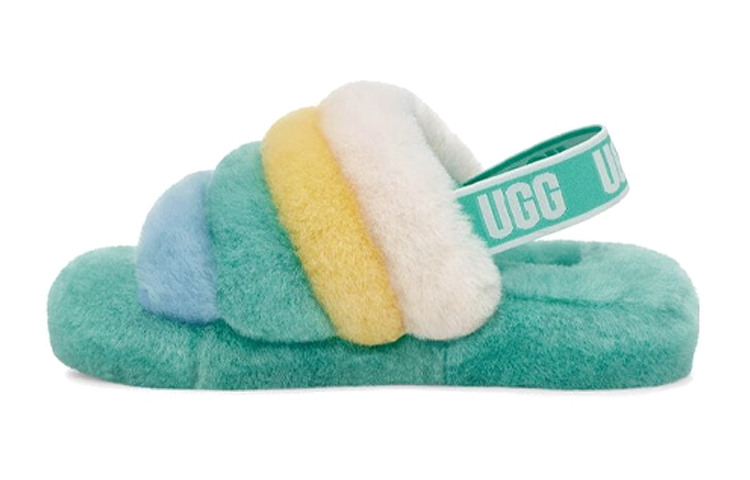 (Youth) UGG Fluff Yeah Slide 'White Yellow Green' 1116570K-TPMLT