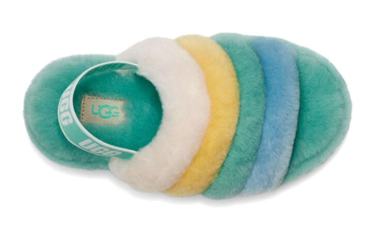 Shop (JR) UGG Fluff Yeah Slide ''Blanc Jaune Vert'' 1116570K-TPMLT