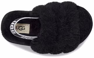 Shop UGG Fluff Yeah Slide 簡約休閒毛絨涼鞋 小童 黑色